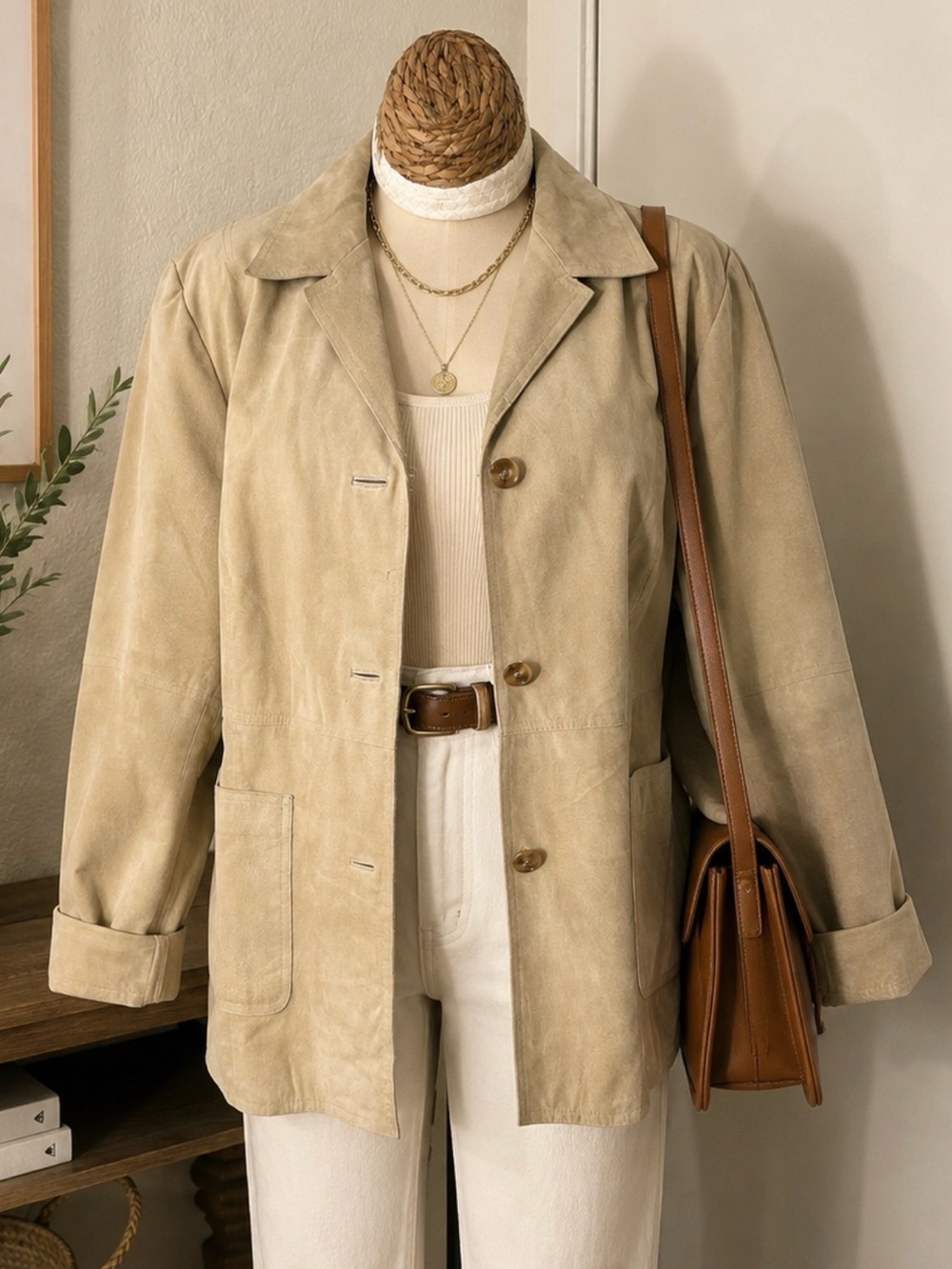 Venezia Beige Suede Blazer Jacket